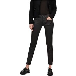 G-Star Raw Midge Cody Coated Distro Black Stretch Mid-Rise Skinny Jeans 26 NWT